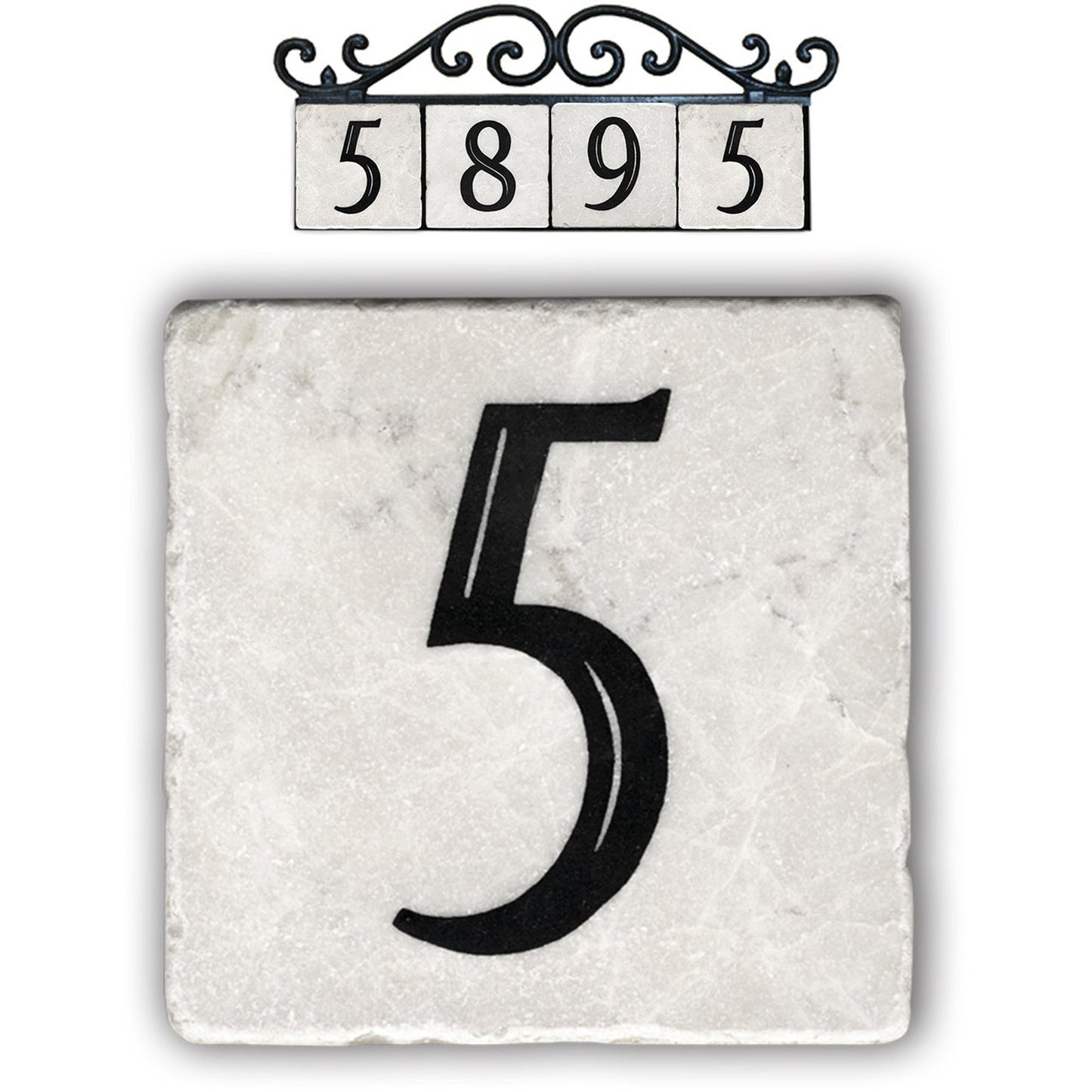 5, classic marble number tile