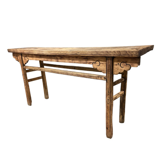 Long Vintage Console Table With Carved Cloud Spandrels, 15%