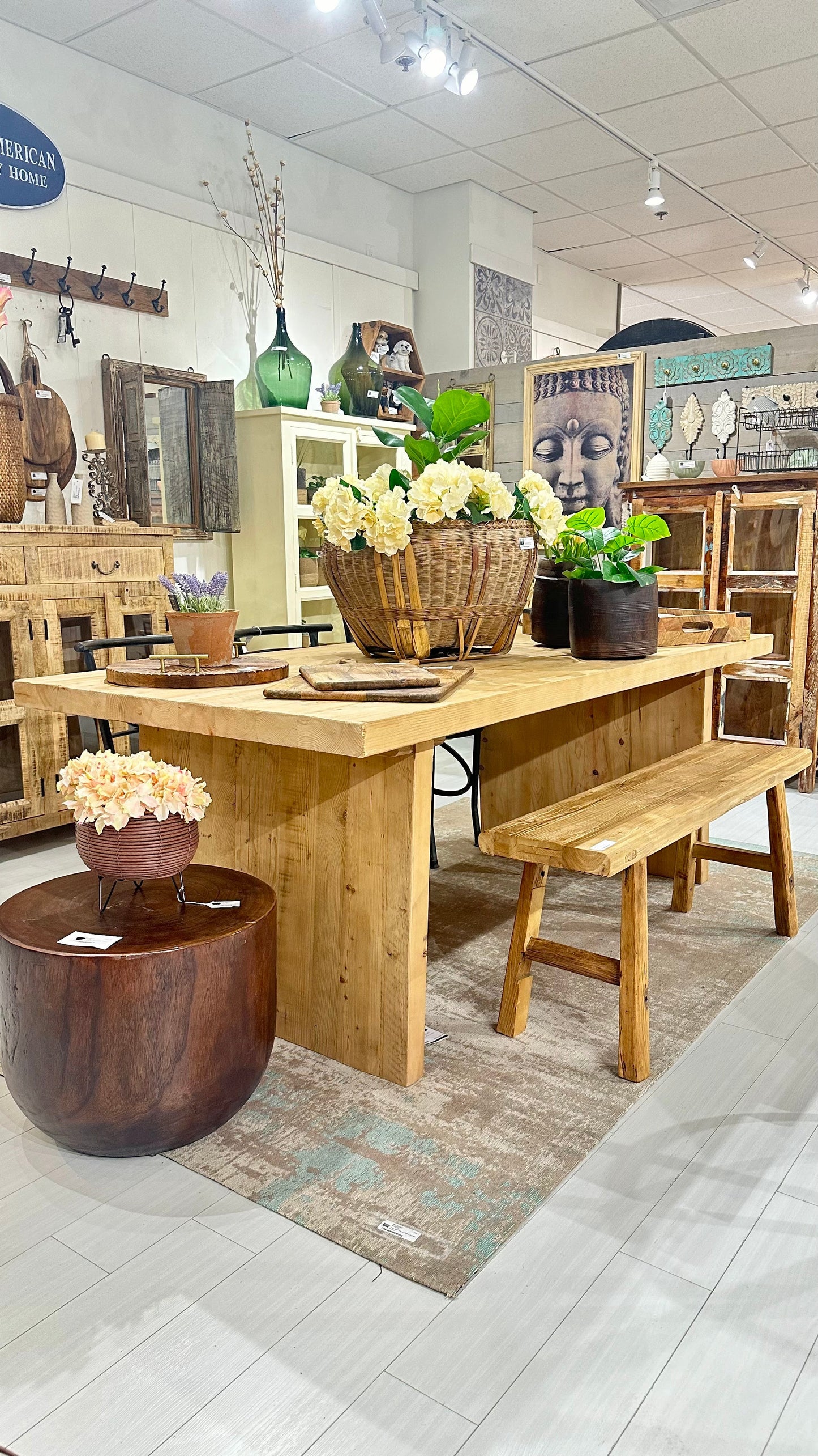 Banc en bois 59 po, orme recyclé naturel