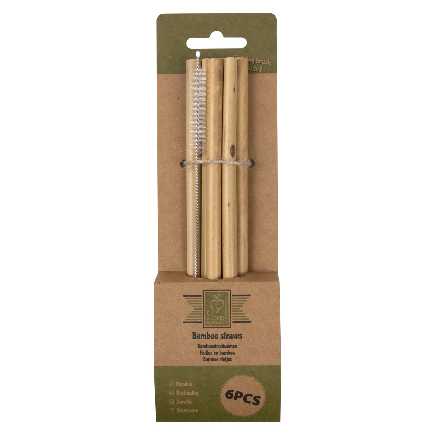 Pailles en bambou avec brosse de nettoyage