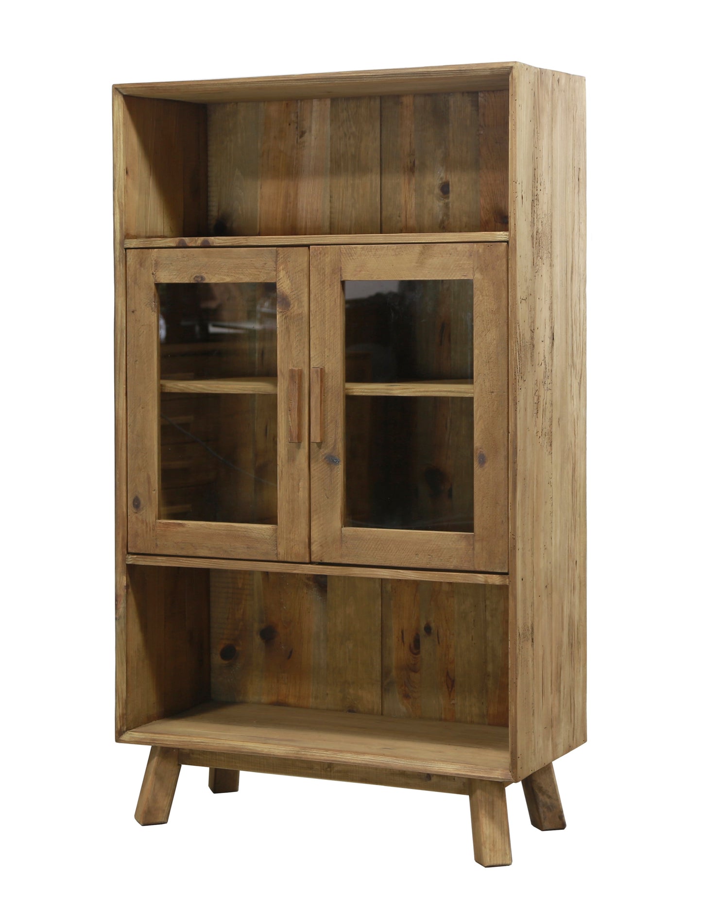 Meuble de rangement en bois récupéré avec portes en verre