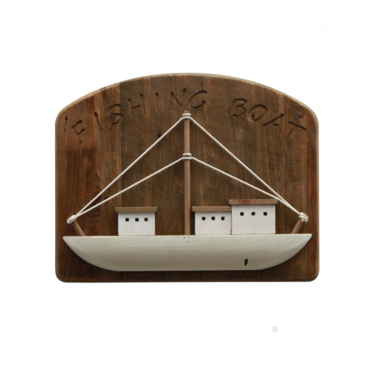 Reclaimed Wooden Fishing Boat Wall Decor, White