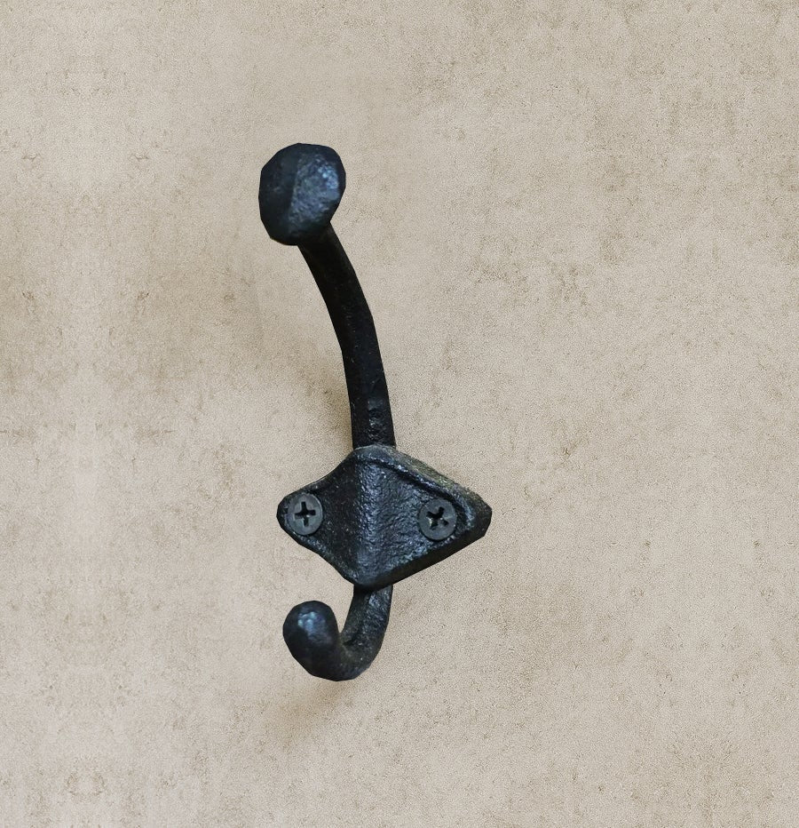 Diamond Base Double Hook Black