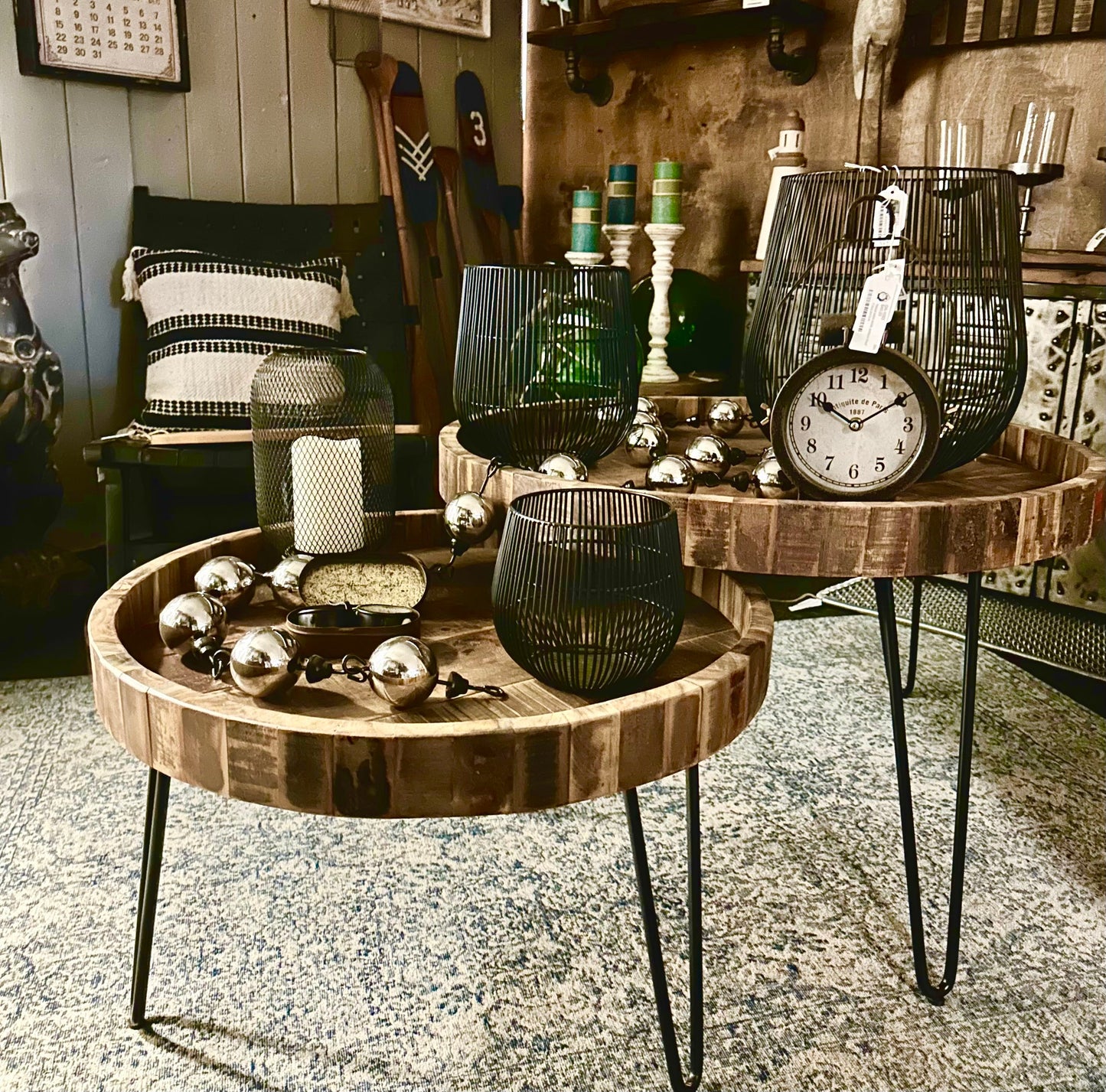 Reclaim Wood Nesting Table Set, 24 (D)x16 in, 31.5 (D)x 17