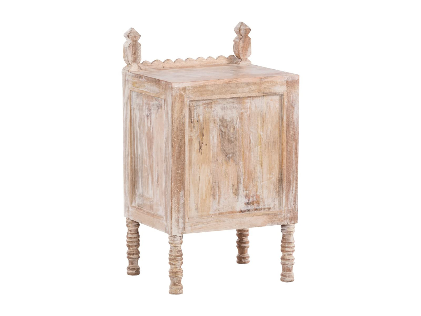 Table de chevet en bois sculpté à la main