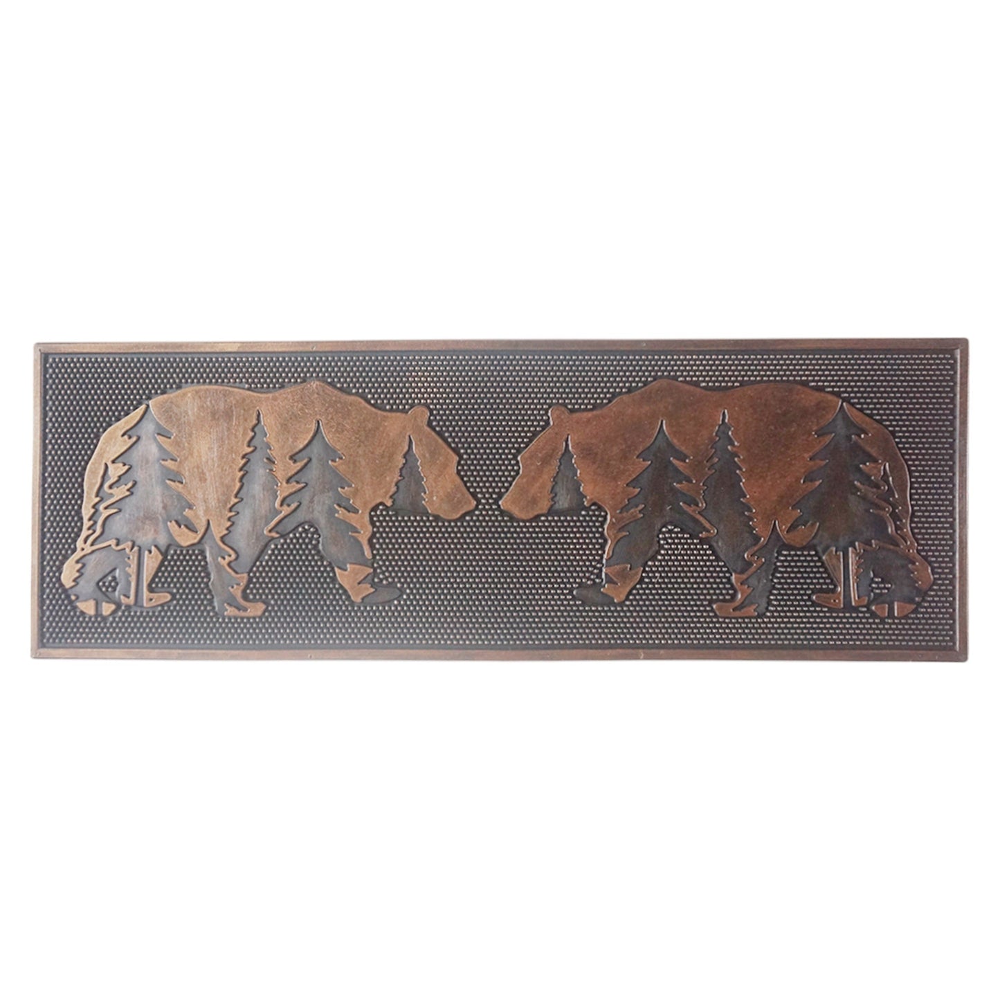 Bear Pattern Rubber Step Mat, Copper Finish