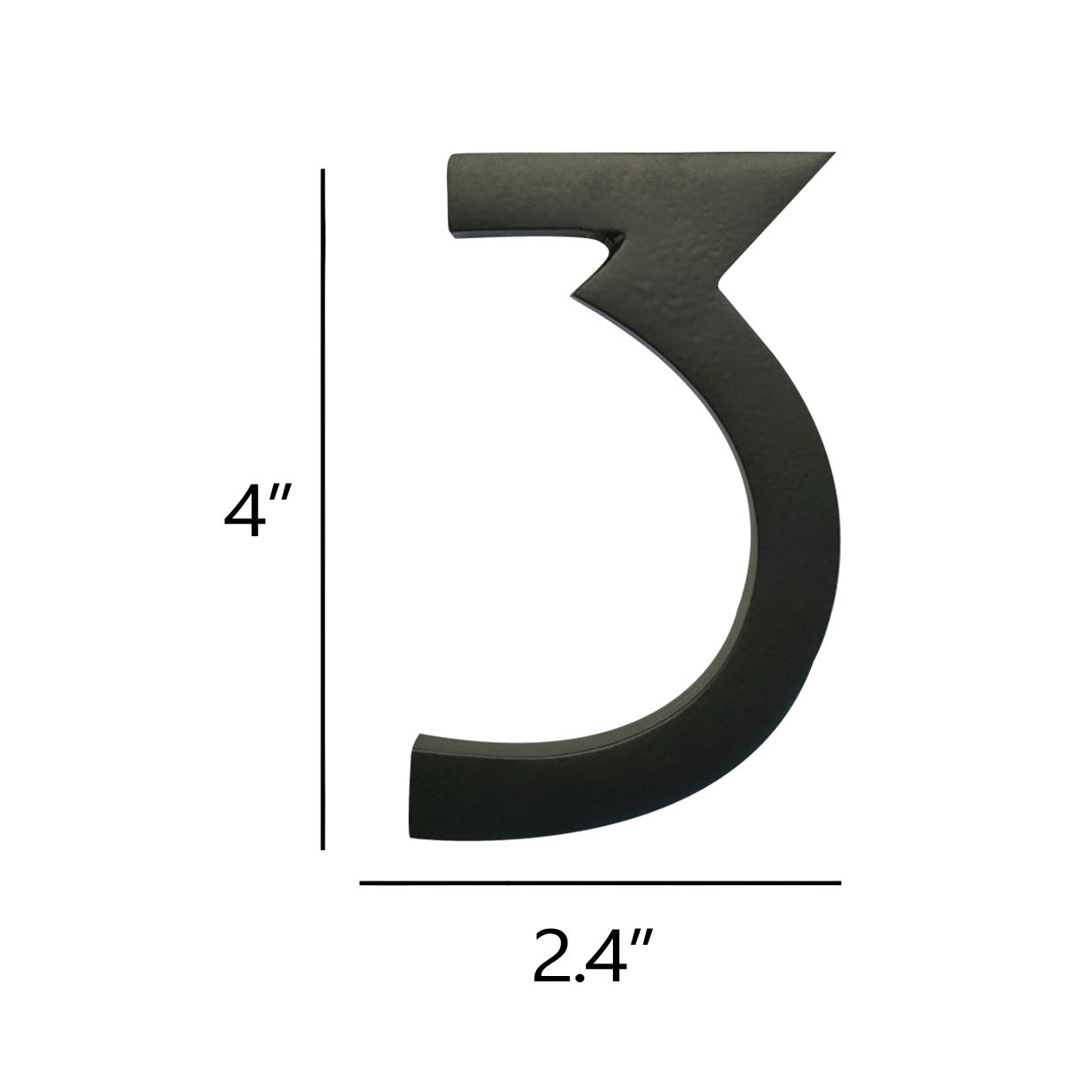 Self Adhesive Aluminum Number 3, 4 inch, Black