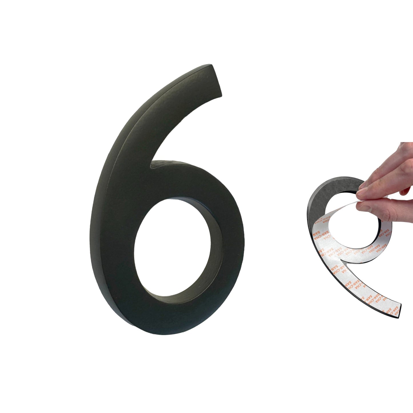 Self Adhesive Aluminum Number 6, 4 inch, Black