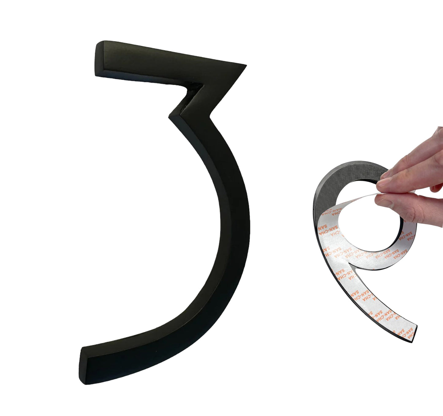Self Adhesive Aluminum Number 3, 6 inch, Black
