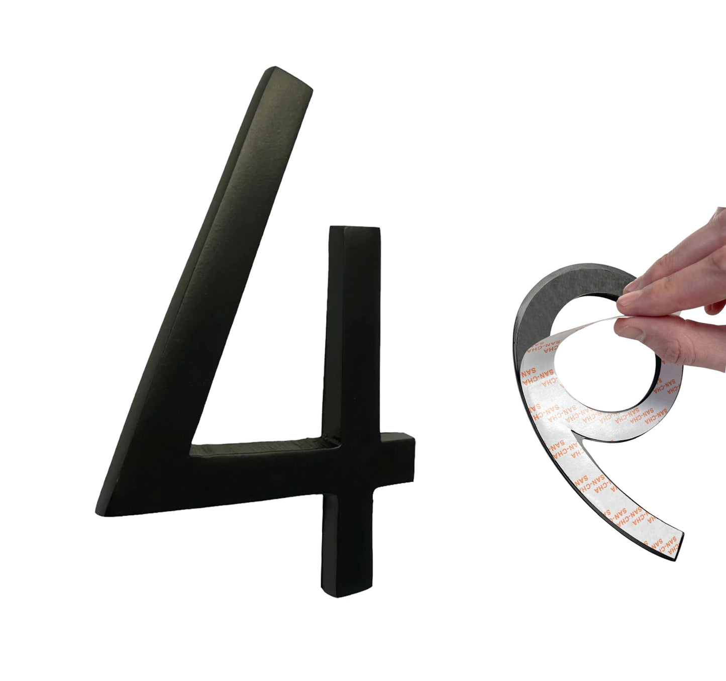 Self Adhesive Aluminum Number 4, 6 inch, Black