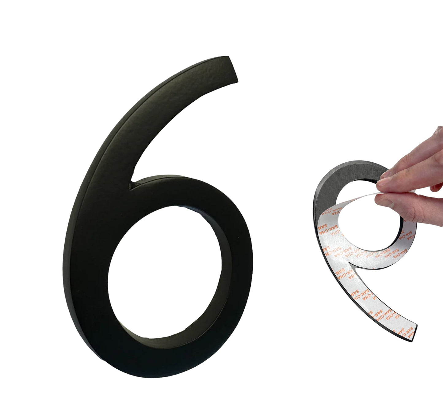 Self Adhesive Aluminum Number 6, 6 inch, Black