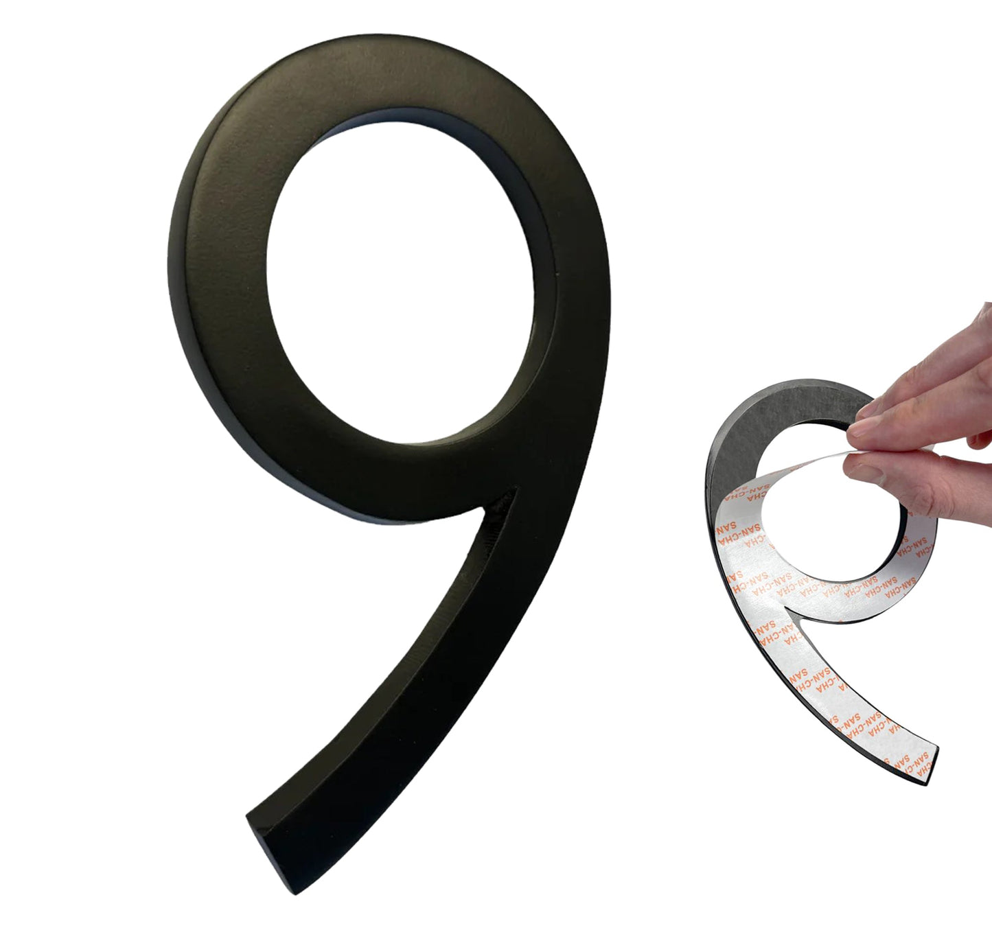 Self Adhesive Aluminum Number 9, 8 inch, Black