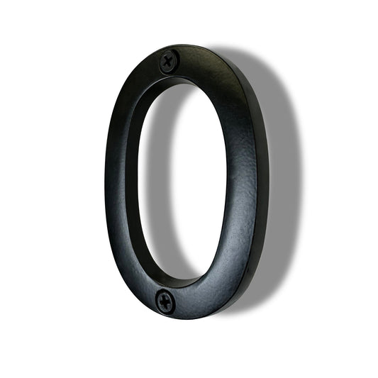 Numéro de maison en aluminium 0 en noir, 4 pouces