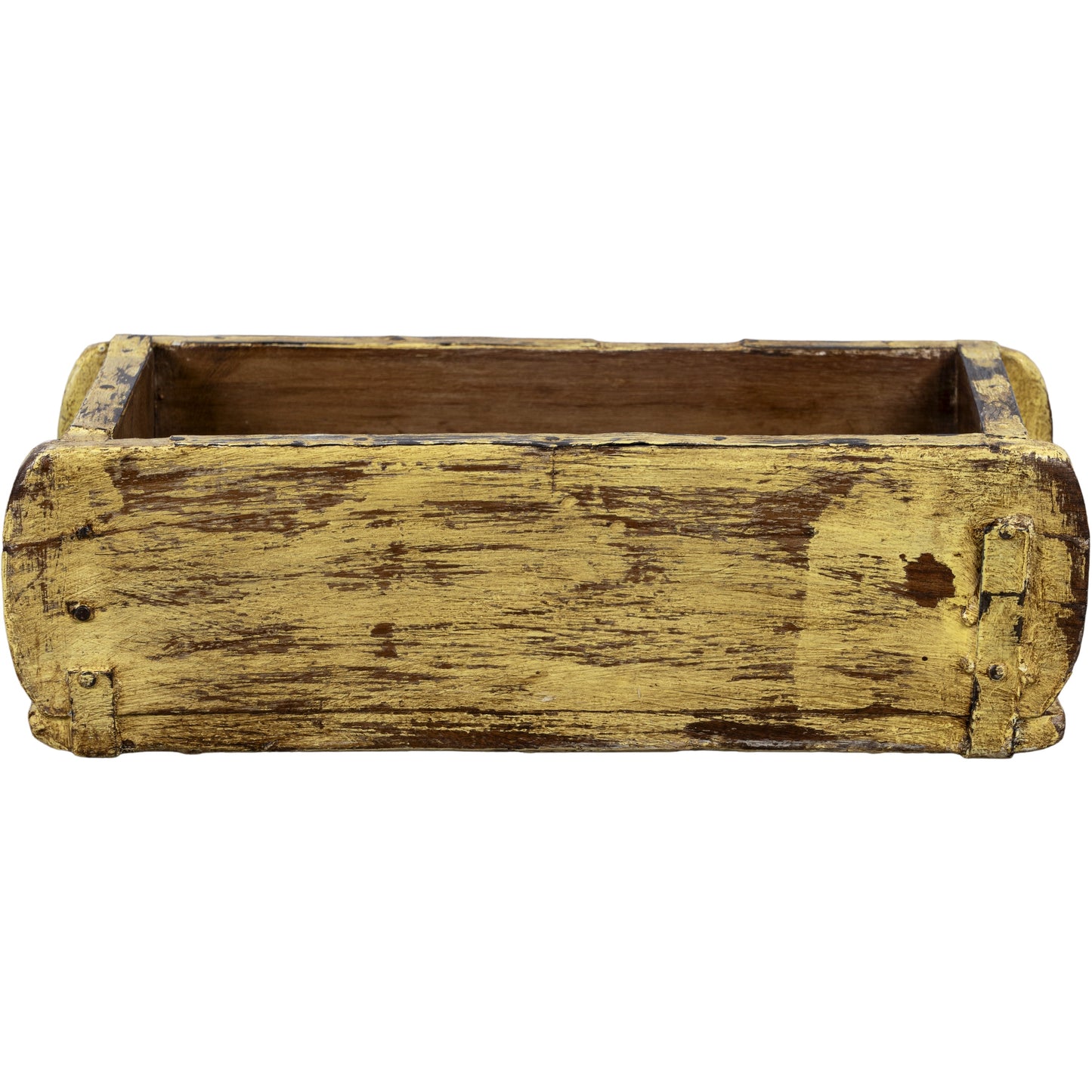 Wooden Brick Mold Single Tray, Brown/Mustard