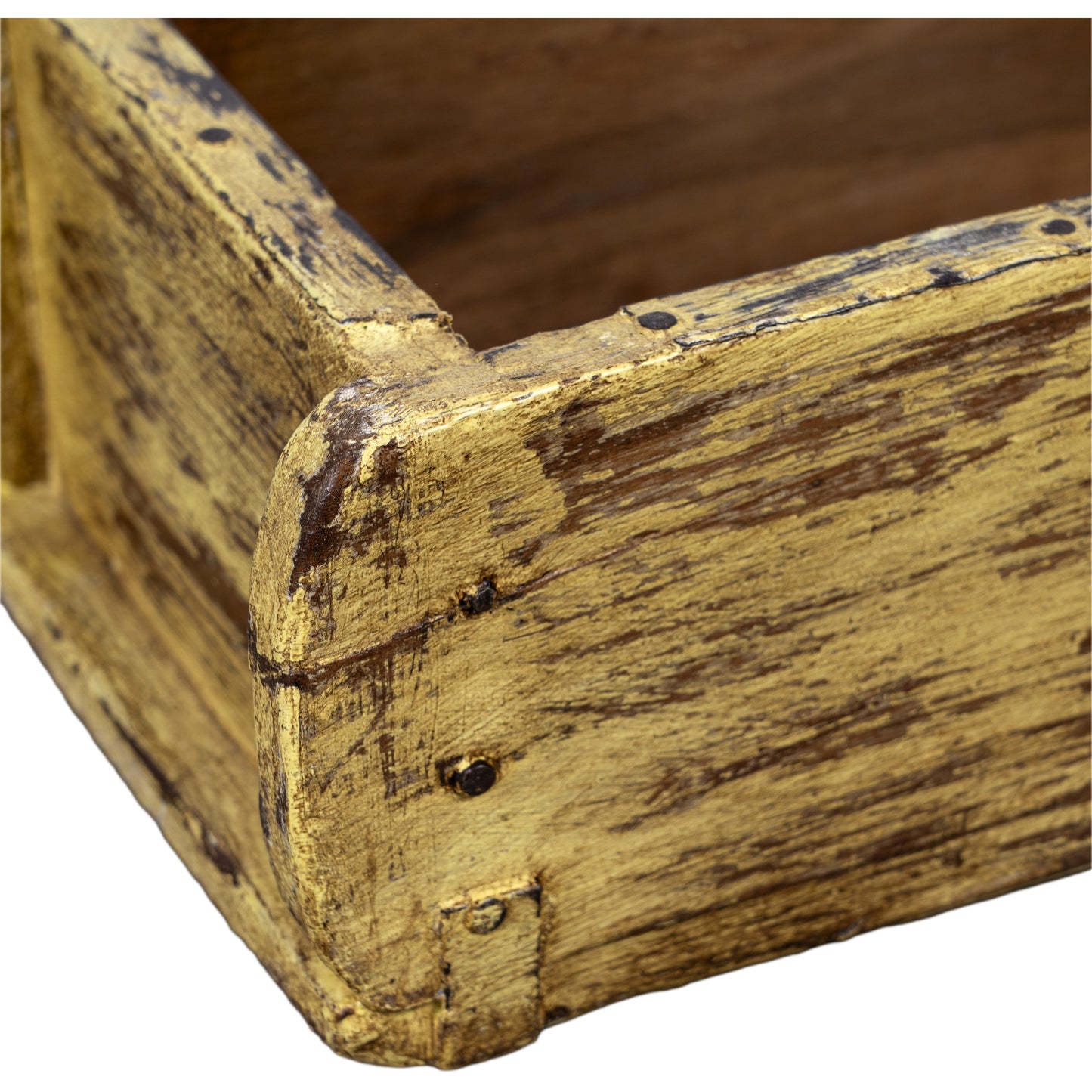 Wooden Brick Mold Single Tray, Brown/Mustard