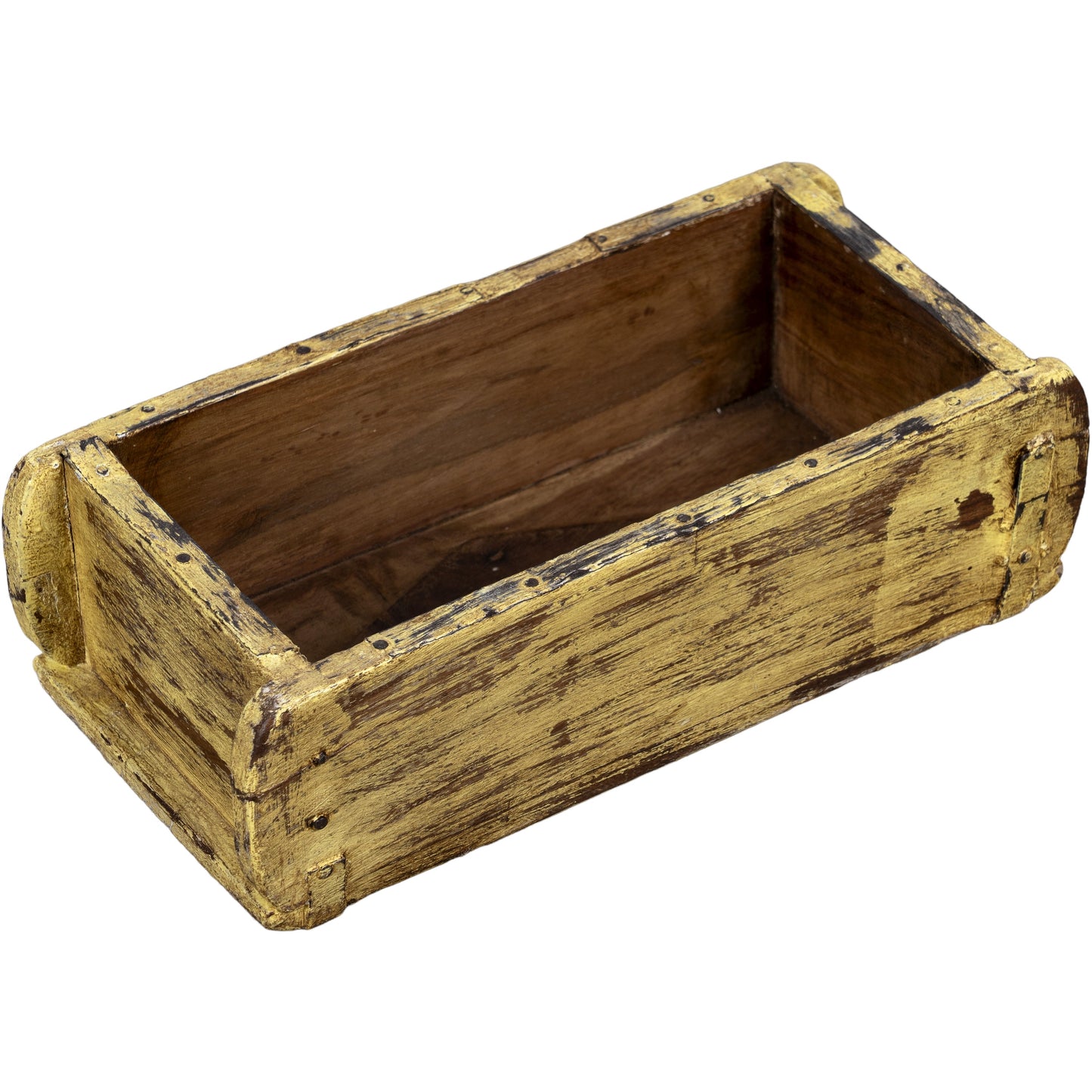 Wooden Brick Mold Single Tray, Brown/Mustard