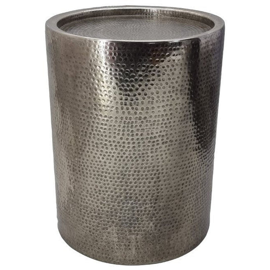 "Table Bout De Tambour Martelé Sigurd, Petit, Argent Antique"