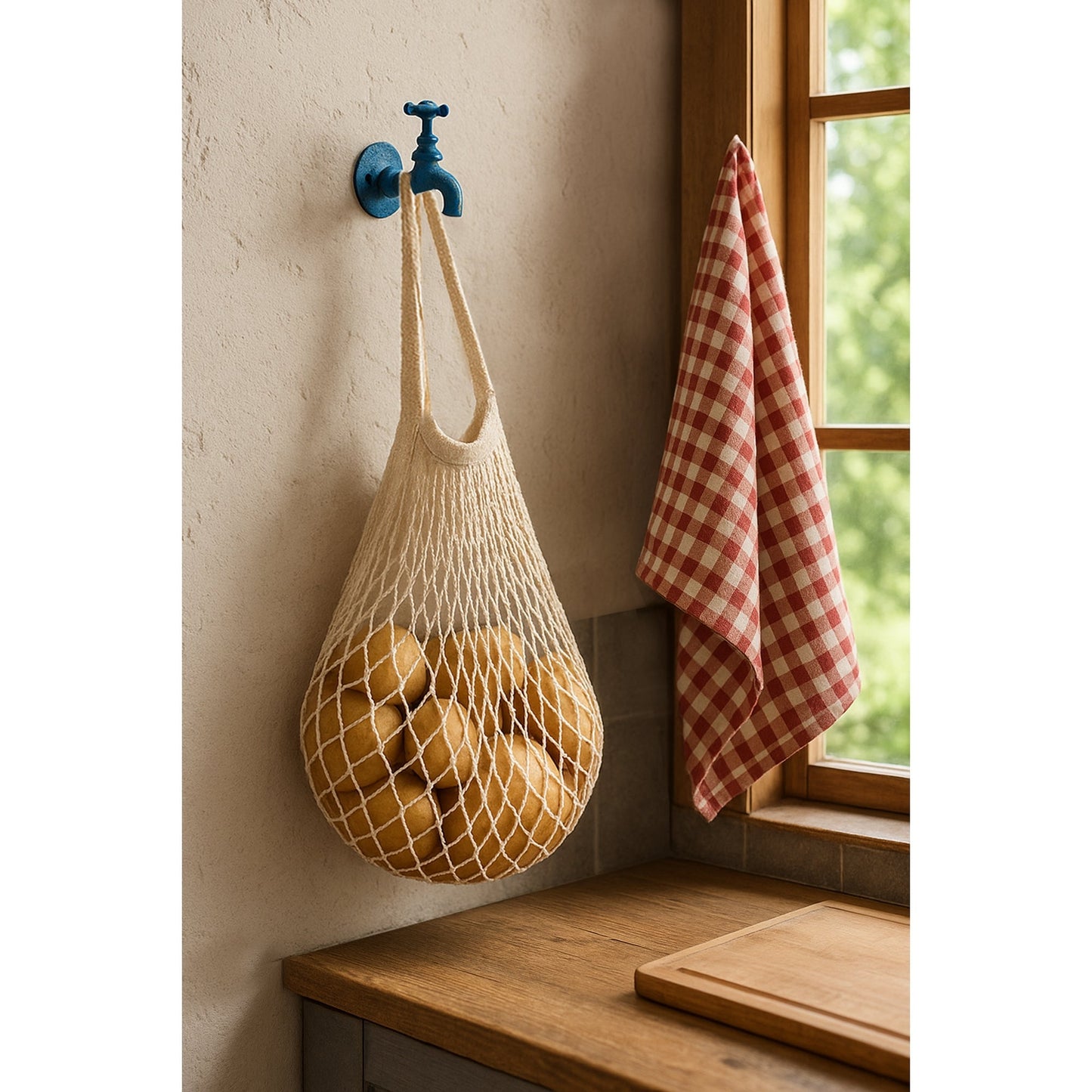 Crochet de robinet - Crochet mural en fonte robuste - Crochet décoratif à suspendre - Porte-clés, porte-serviettes, porte-parapluie et porte-chapeau faciles à installer, bleu