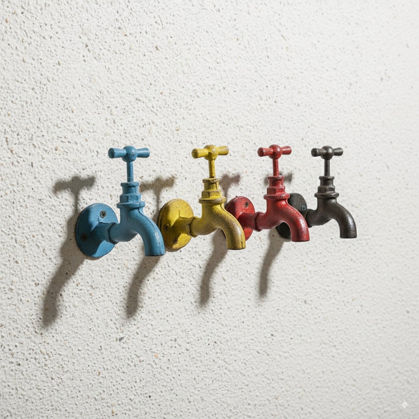 Crochet de robinet - Crochet mural en fonte robuste - Crochet décoratif à suspendre - Porte-clés, porte-serviettes, porte-parapluie et porte-chapeau faciles à installer, bleu