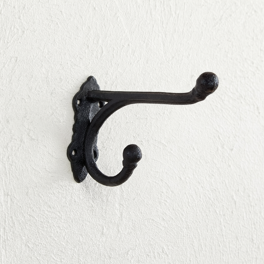 Petit crochet double - Crochets muraux en fonte robustes pour accrocher - Noir