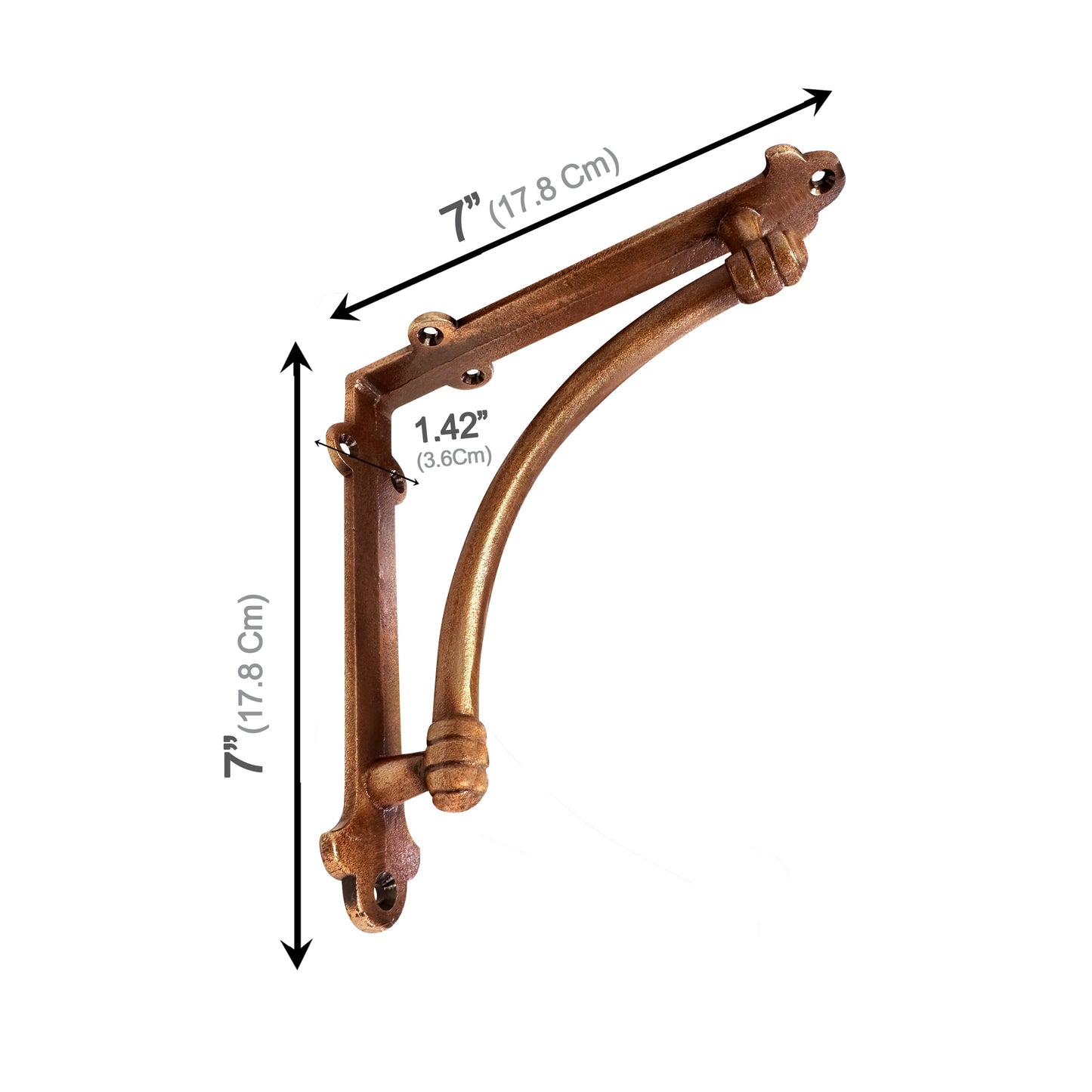 Slim Halfround Bracket, 7 inch, Antique Copper