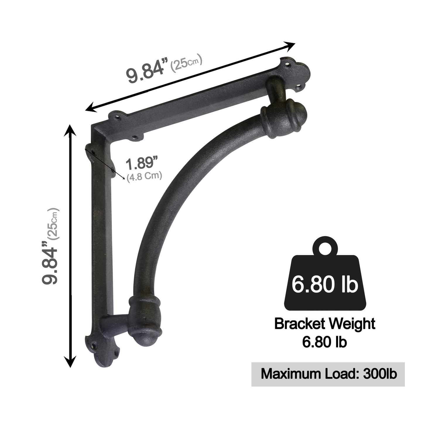 Half-Round Bracket, Black