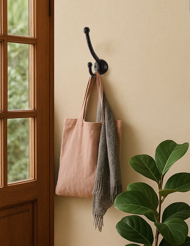 Crochet double rustique, crochets muraux en fonte pour accrocher à l'intérieur ou à l'extérieur - Rouge