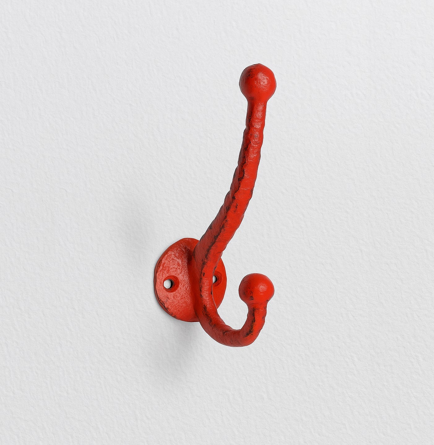 Crochet double rustique, crochets muraux en fonte pour accrocher à l'intérieur ou à l'extérieur - Rouge