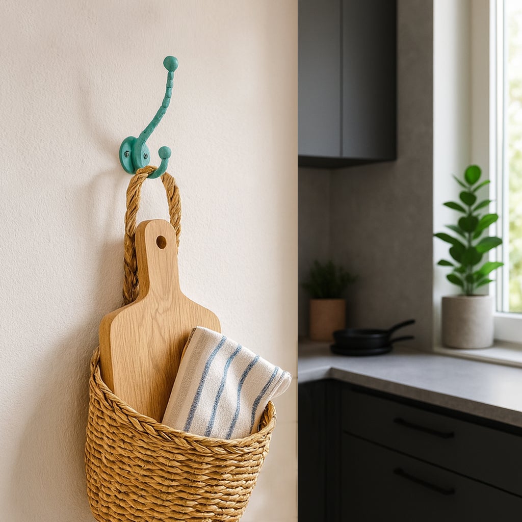 Patère Double Turquoise Rustique