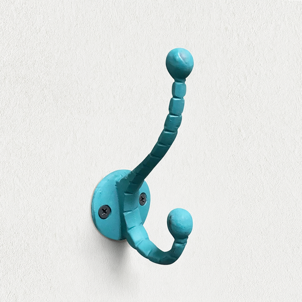 Patère Double Turquoise Rustique