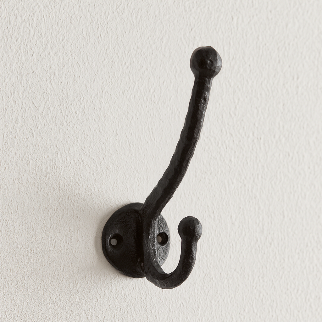 Crochet Double Rustique, Crochets Muraux Vintage pour Intérieur et Extérieur, Noir