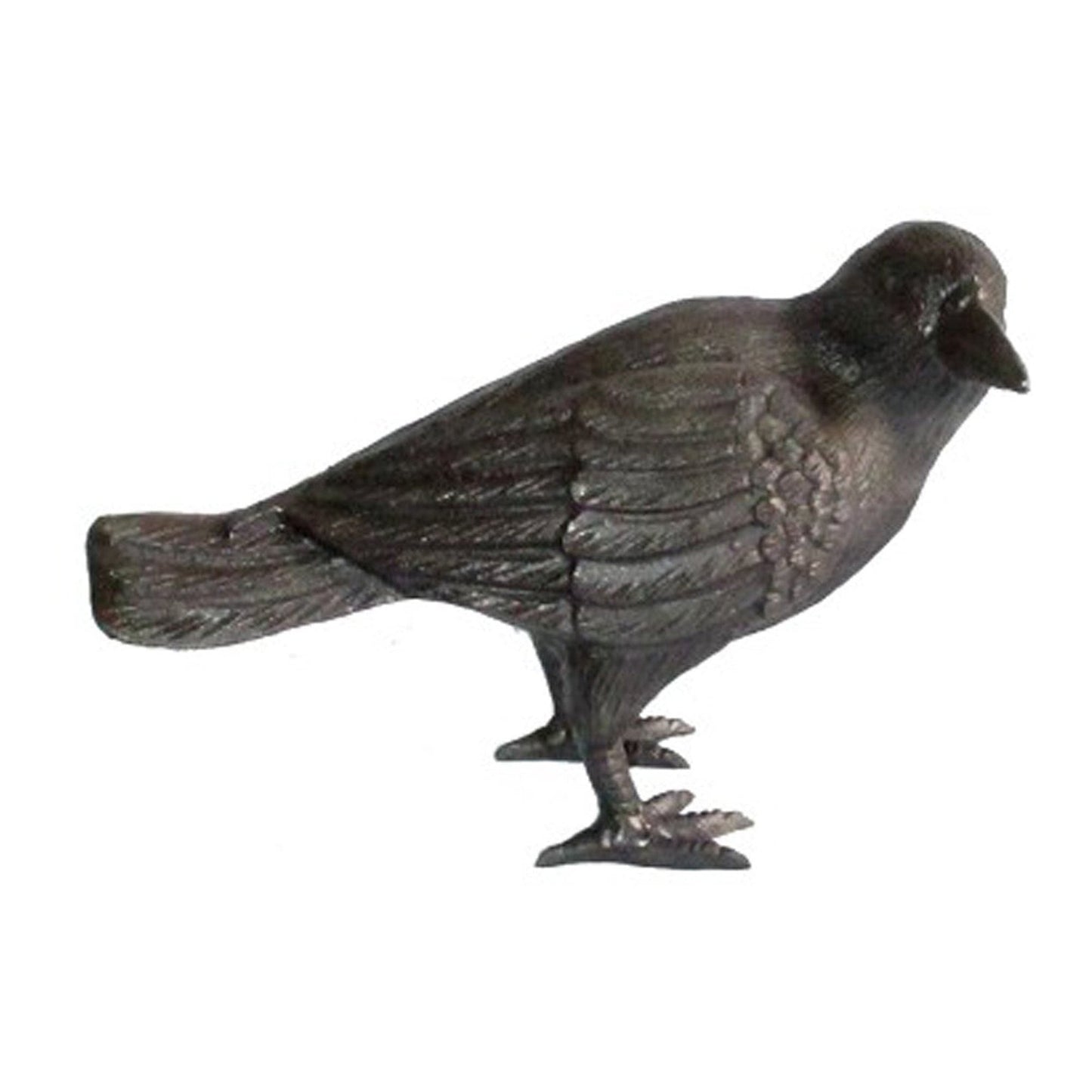 Statue de jardin de corbeau en fonte avec tête à côté, statuette de corbeau noir