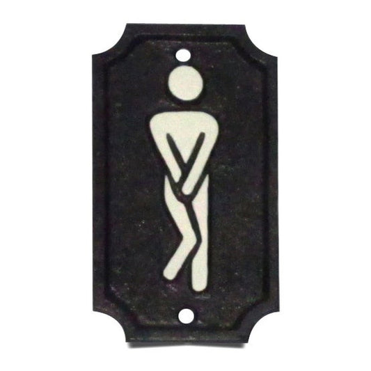 Cast Iron Toilet Sign, Black Background