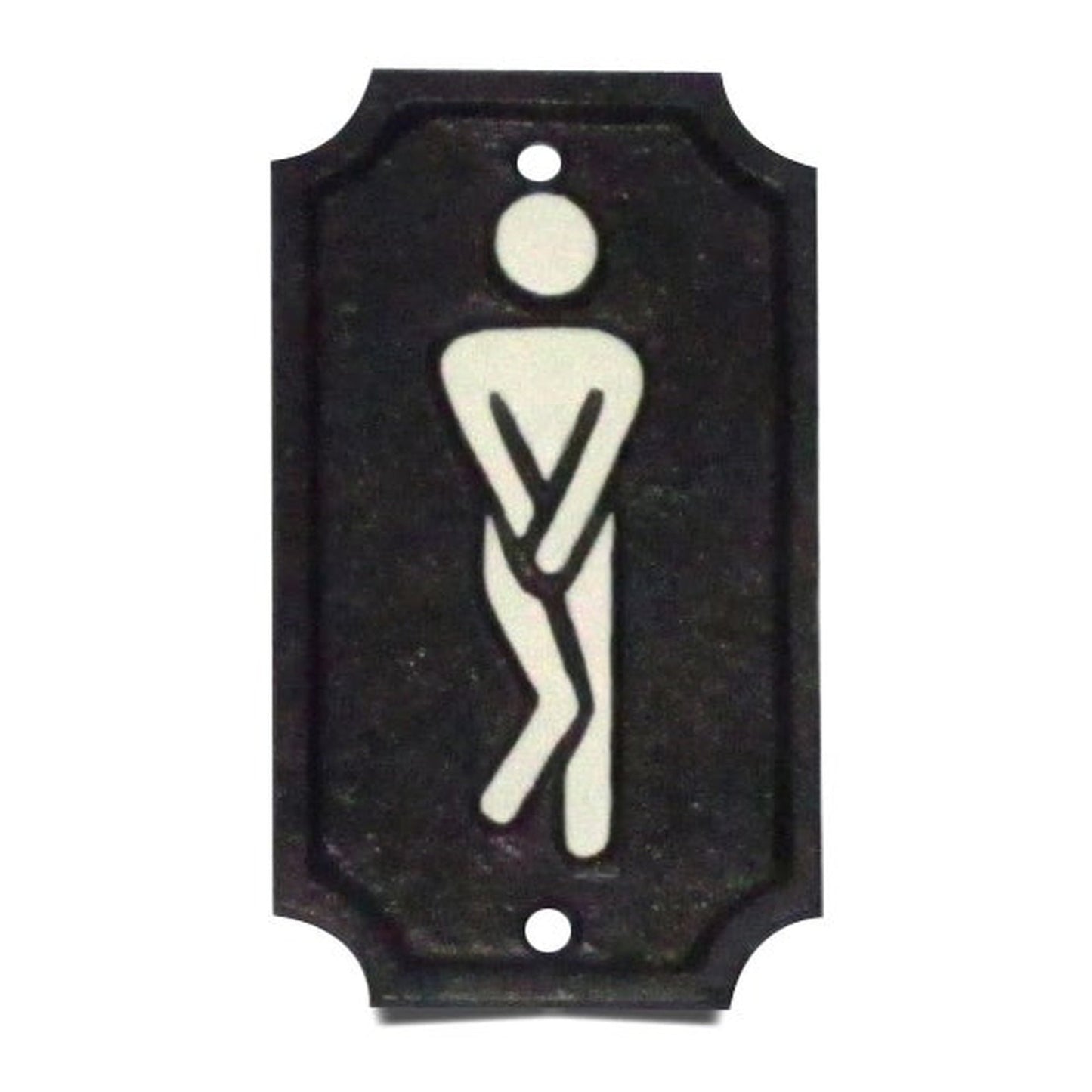 Cast Iron Toilet Sign, Black Background