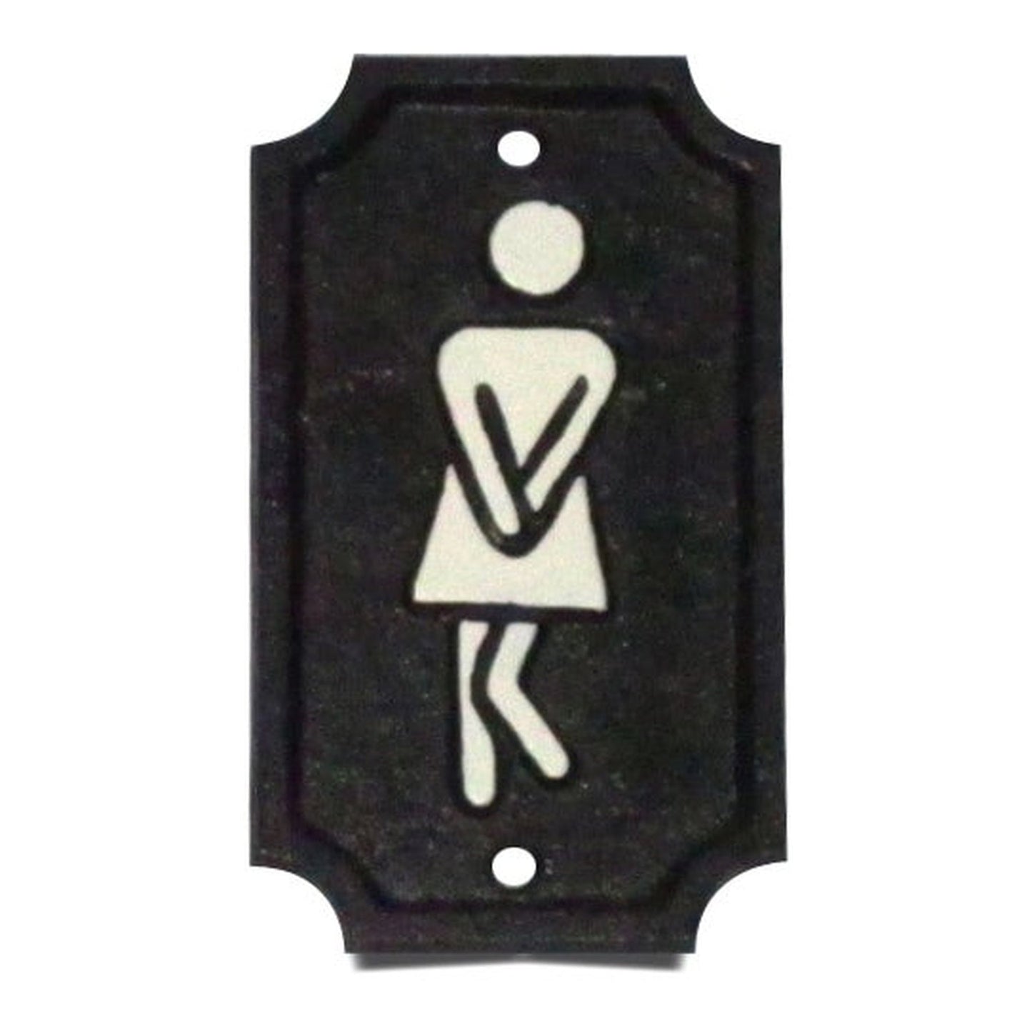 Twisted Woman Cast Iron Toilet Plaque, Black Background