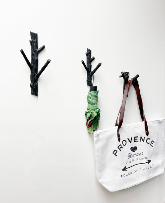 Crochet à double branche - Crochet mural en fonte robuste - Moyen, noir