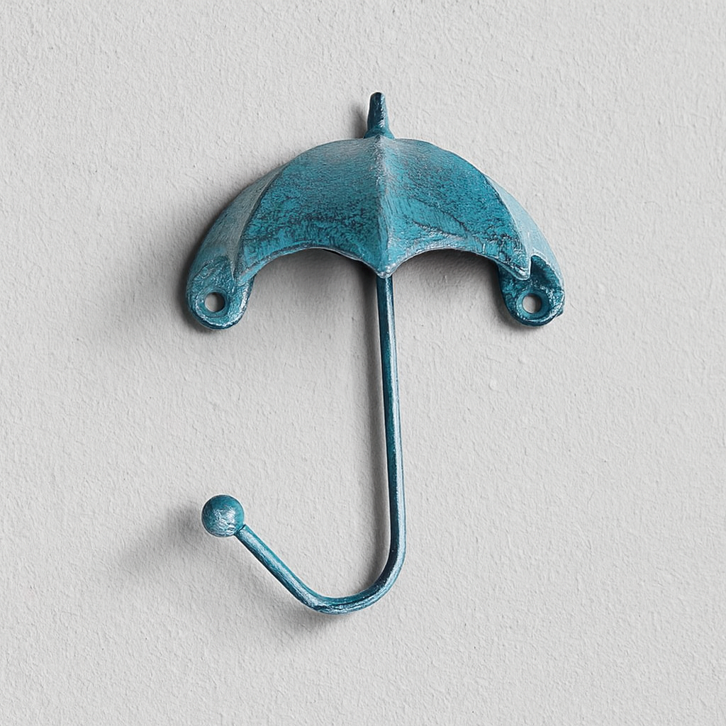 Crochet Parapluie, Crochets Muraux Rustiques pour Intérieur et Extérieur, Bleu