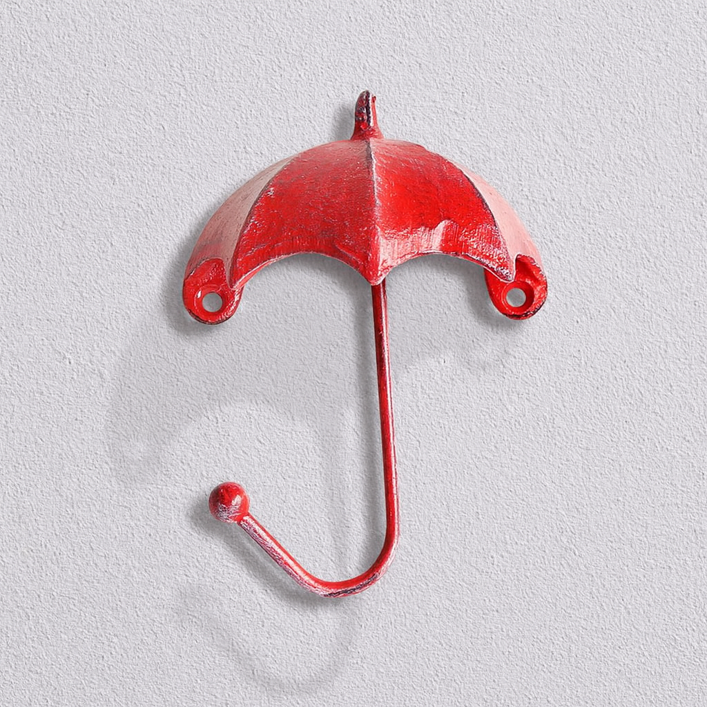 Crochet Parapluie, Crochets Muraux Rustiques pour Intérieur et Extérieur, Rouge