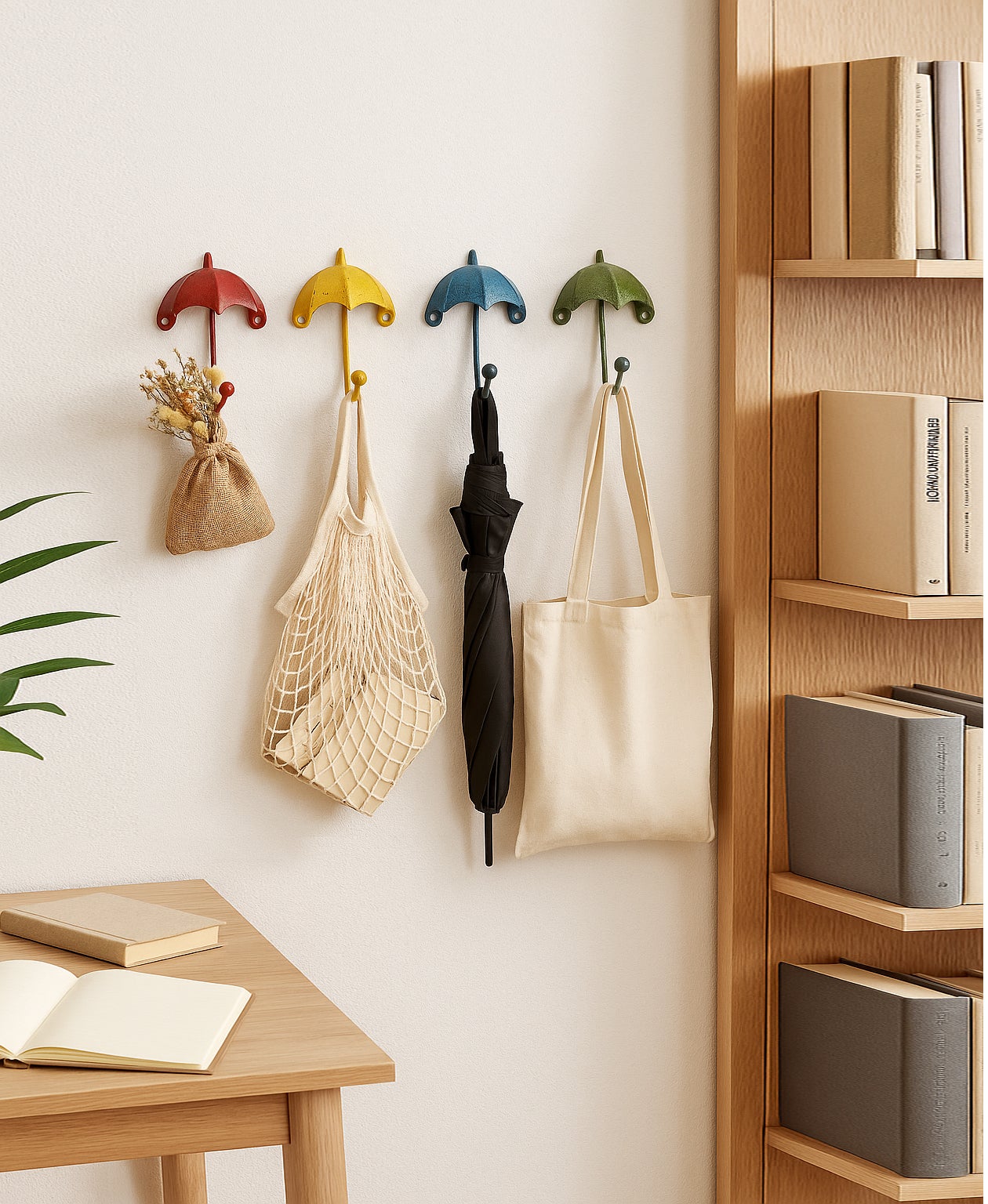 Crochet Parapluie, Crochets Muraux Rustiques pour Intérieur et Extérieur, Jaune