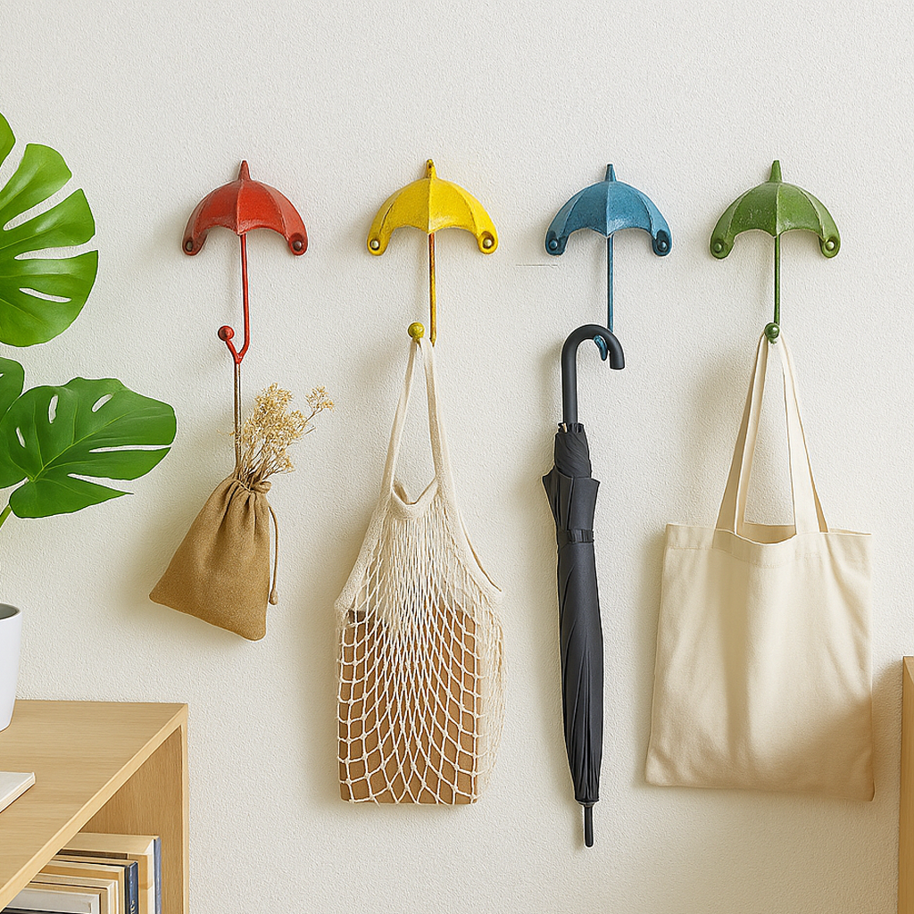 Crochet Parapluie, Crochets Muraux Rustiques pour Intérieur et Extérieur, Jaune