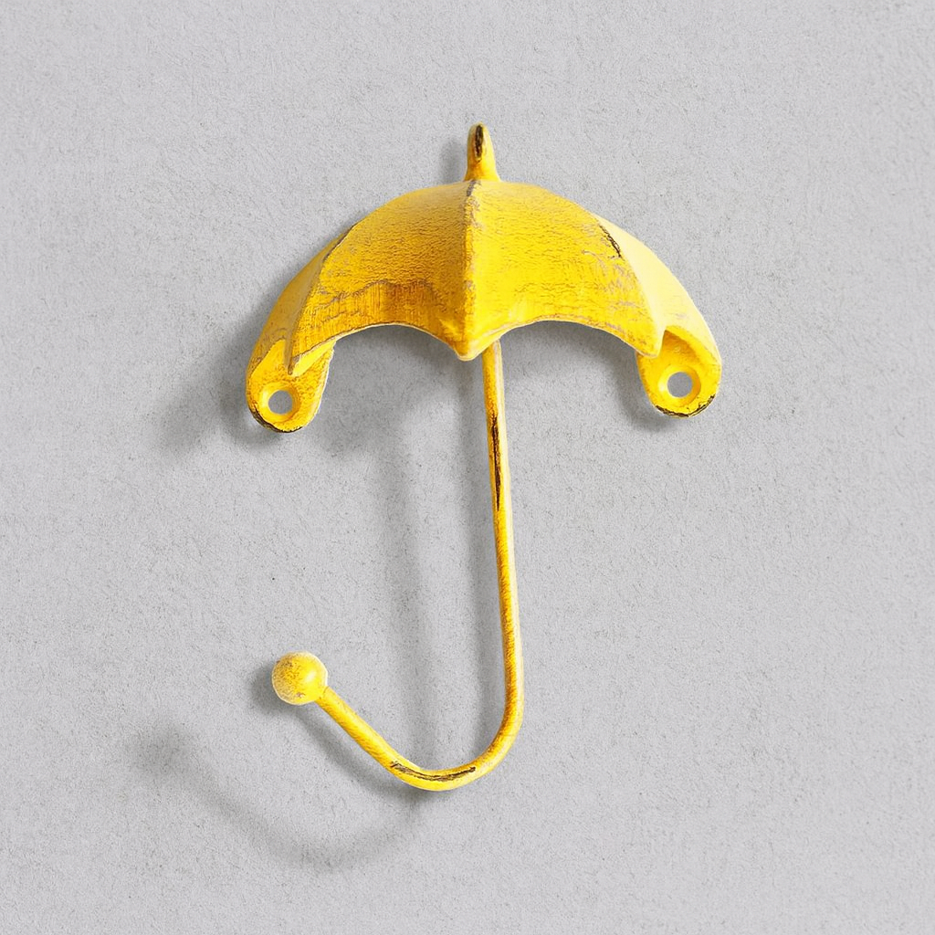Crochet Parapluie, Crochets Muraux Rustiques pour Intérieur et Extérieur, Jaune