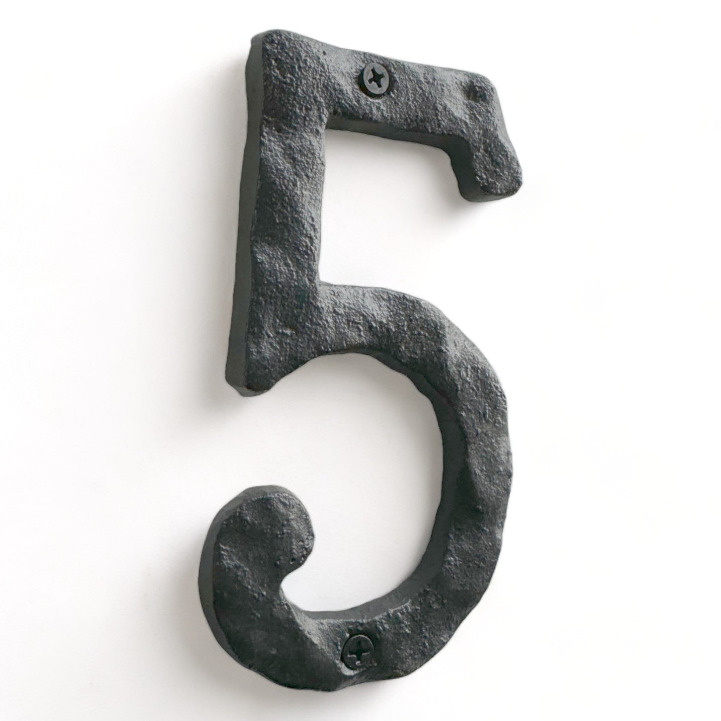 Numéro d'adresse en fonte forgé à la main 5, numéros de maison rustiques, 5,5 pouces,