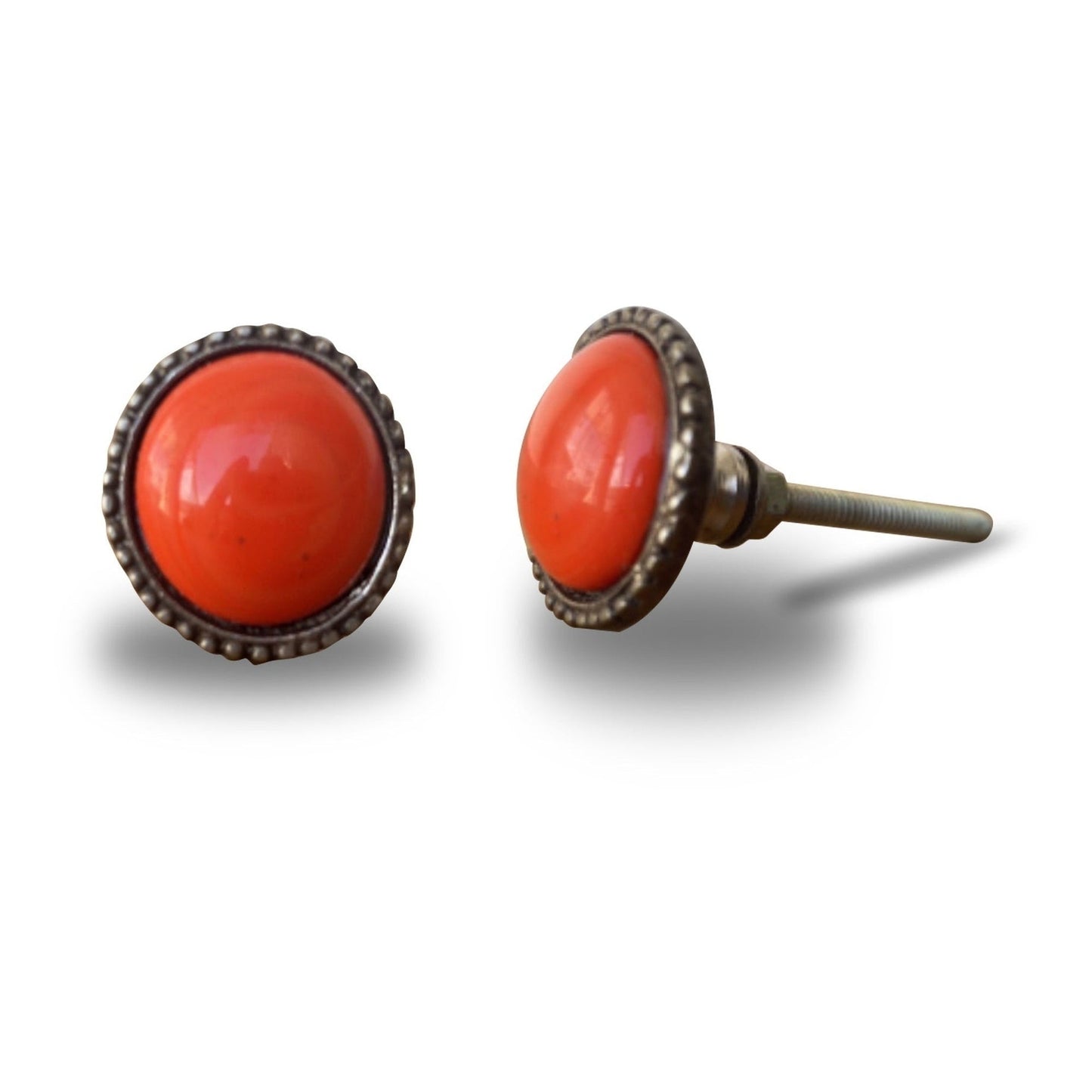 Bouton de meuble en céramique et métal écarlate, boutons antiques pour armoires et tiroirs