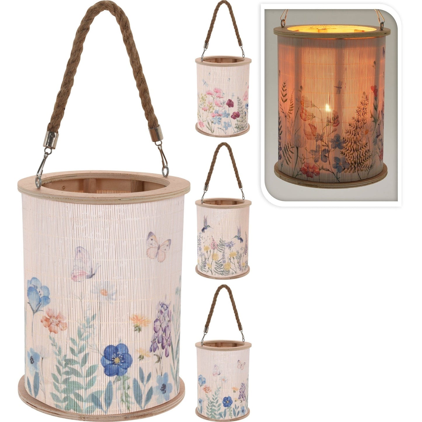 "Azul Lanterne Bambou Et Bois 3Ass, 35% De Rabais"