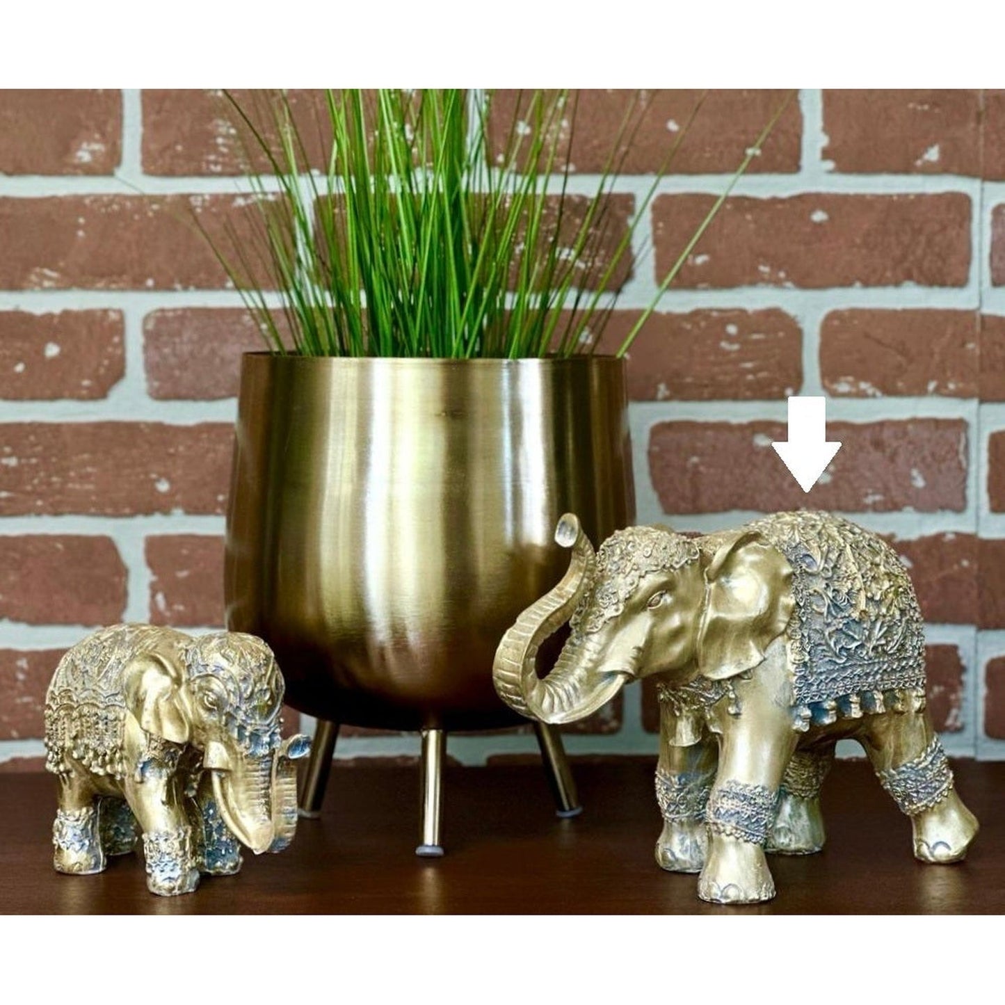 Elephant Polystone Gold, (YVR Showroom) (KI-2782-2)