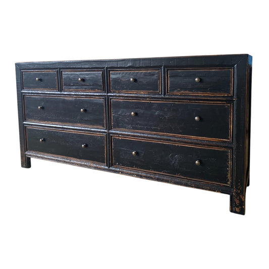 Recycled Pine 8Dws Buffet, Black Distressed