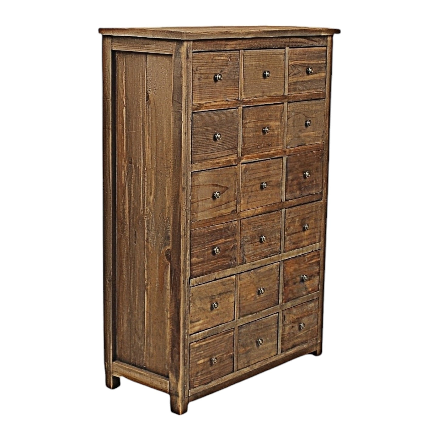 18 Drawer Displayer with Metal Knobs, Antique Brass