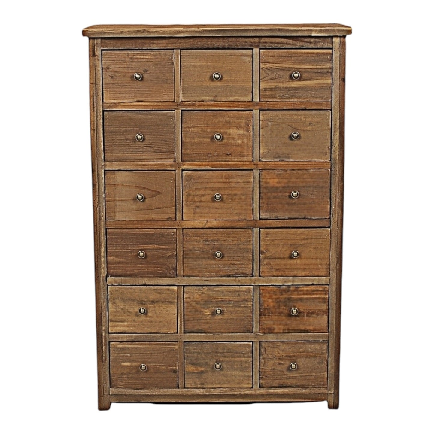 18 Drawer Displayer with Metal Knobs, Antique Brass