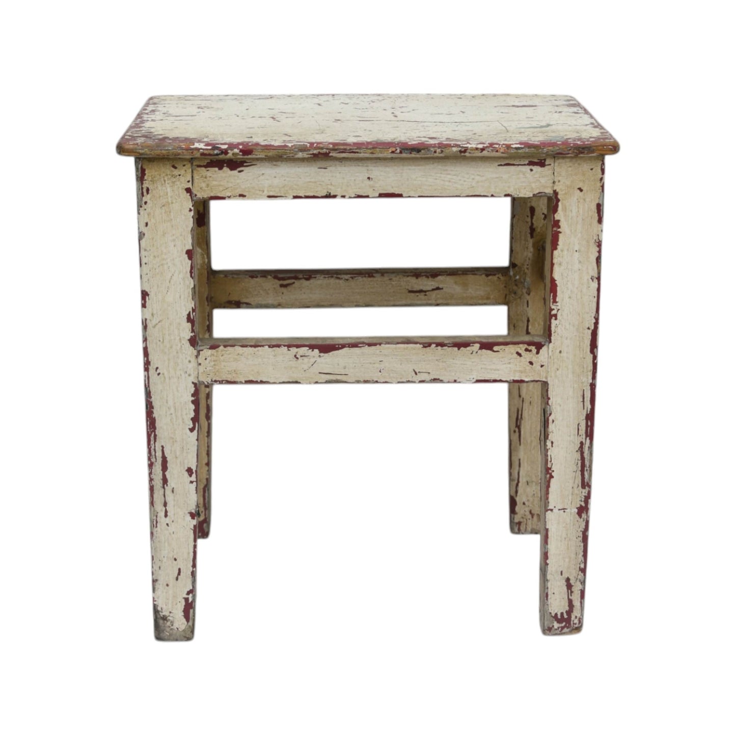 Wooden Stool, White Washed