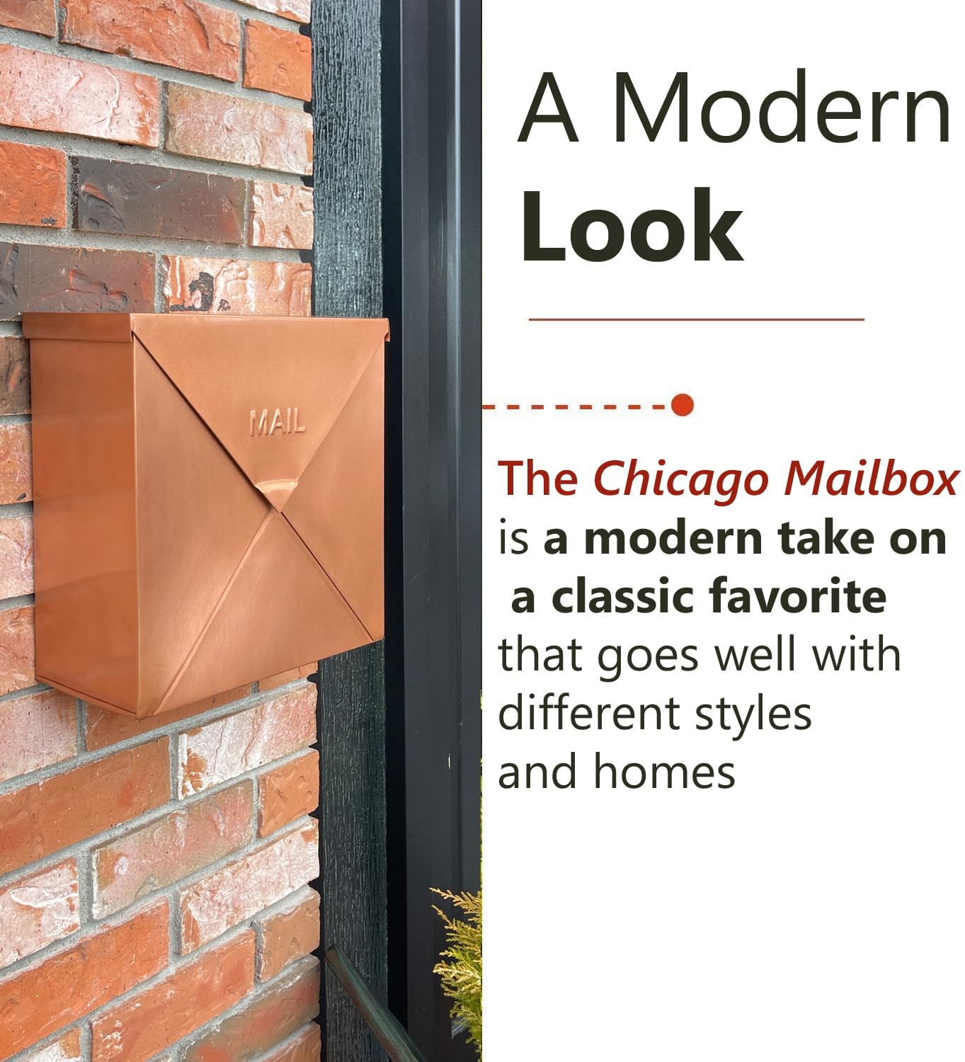Large Chicago Letter Mailbox, Copper